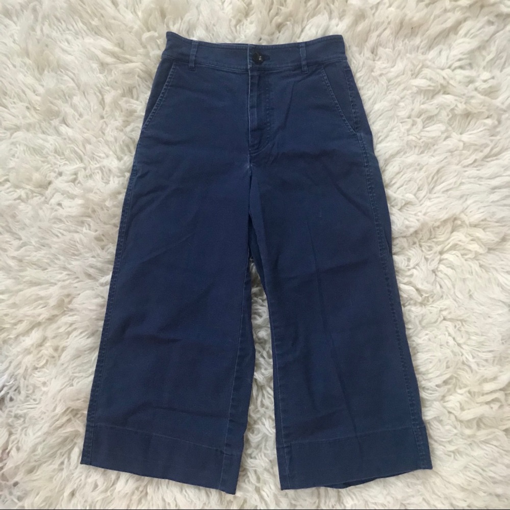 Madewell Cropped Wide Leg Navy Pants